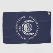 Personalized Golf Club Name Navy Blue ゴルフタオル (横)