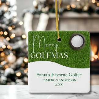 Personalized Golf lover Merry Christmas Photo セラミックオーナメント