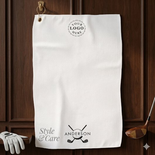 Personalized Golf Towel Stylish Name Logo Design ゴルフタオル