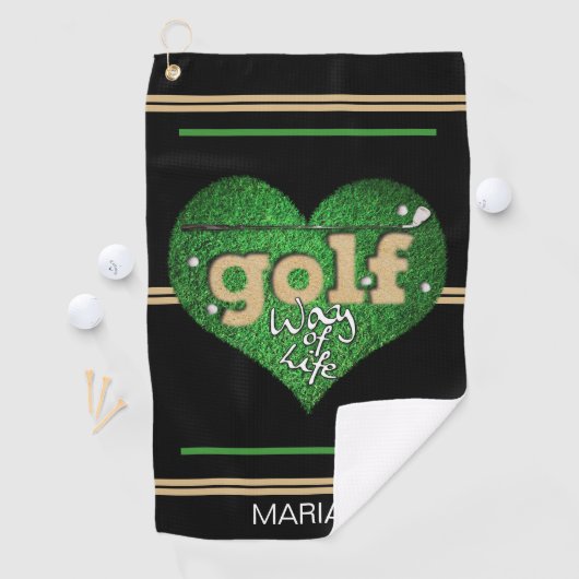 Personalized GOLF Way of Life Black/Green/Mustard  ゴルフタオル (インサイチュ)