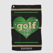Personalized GOLF Way of Life Black/Green/Mustard  ゴルフタオル (正面)