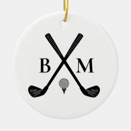 Personalized Golfer Classic Golf Club Monogram セラミックオーナメント