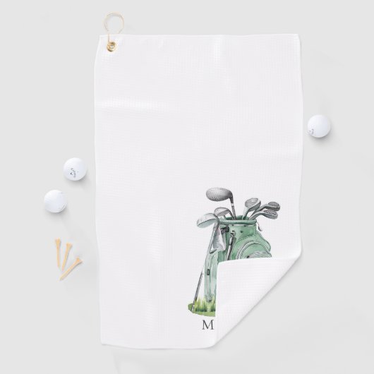 Personalized Golfer Green Monogram ゴルフタオル (インサイチュ)