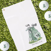 Personalized Golfer Green Monogram ゴルフタオル