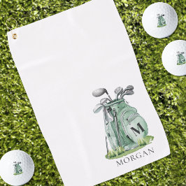 Personalized Golfer Green Monogram ゴルフタオル
