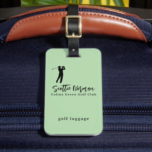 Personalized Golfer Name green golf ラゲッジタグ (正面インサイチュ2)