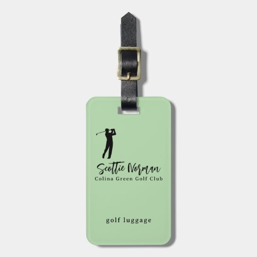 Personalized Golfer Name green golf ラゲッジタグ (正面縦)