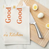 Personalized Good Food Good Mood Cute Food Smile  キッチンタオル (四つ折り)