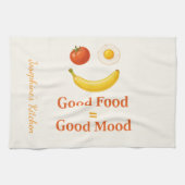 Personalized Good Food Good Mood Cute Food Smile  キッチンタオル (横)