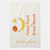 Personalized Good Food Good Mood Cute Food Smile  キッチンタオル (縦)