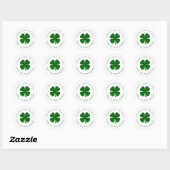 Personalized Good Luck Green Clover  ラウンドシール (シート)