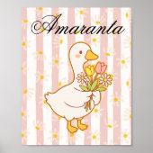 Personalized Goose Floral Nursery Name Print ポスター (正面)