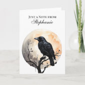 Personalized Gothic Crow Moon Note Card サンキューカード (正面)