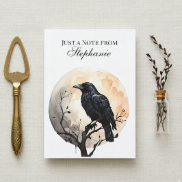 Personalized Gothic Crow Moon Note Card サンキューカード