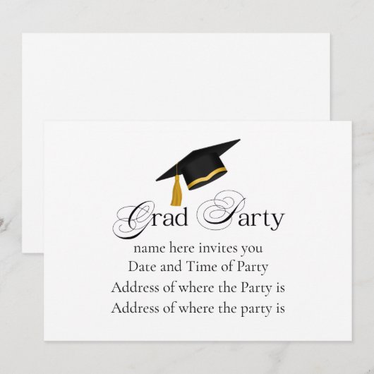 Personalized Grad Party, Name and Year 招待状 (正面/裏面)