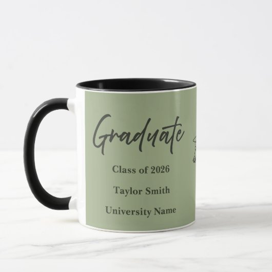 Personalized Graduate Mug – Elegant Script Style マグカップ (左)