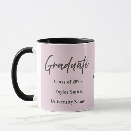 Personalized Graduate Mug – Elegant Script Style マグカップ (左)