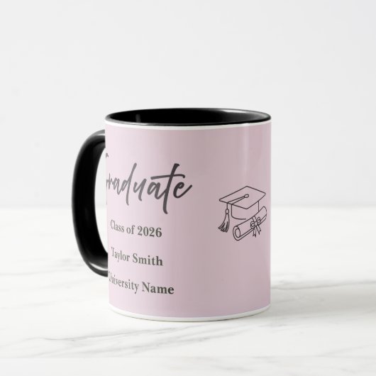 Personalized Graduate Mug – Elegant Script Style マグカップ (正面左)