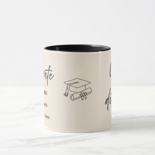 Personalized Graduate Mug – Elegant Script Style マグカップ (中央)
