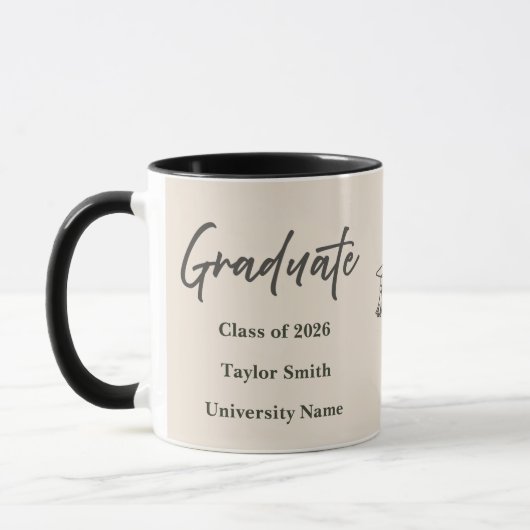 Personalized Graduate Mug – Elegant Script Style マグカップ (左)