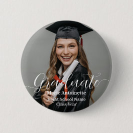 Personalized Graduate Photo Elegant Graduation  缶バッジ