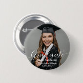 Personalized Graduate Photo Elegant Graduation  缶バッジ (正面&裏面)