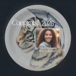 Personalized Graduation ペーパープレート<br><div class="desc">Personalized graduation paper plates are a memorable way to treasure life's events. Personalized graduation party paper plates feature your graduate's photo and a custom tiger grad design. Simply add your graduate's photo, name, and class year. Easy to use template. Enhance your graduation celebration. Use the template to create your own...</div>