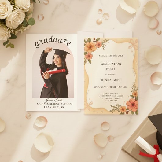 Personalized Graduation Announcement Photo Card 案内状