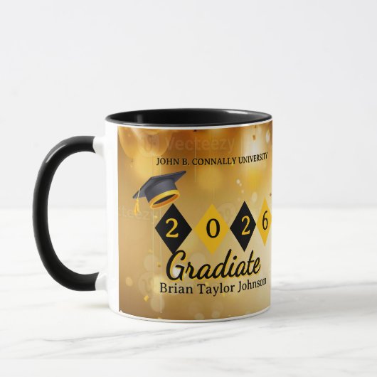 Personalized Graduation black & Gold Coffee Mug  マグカップ (左)