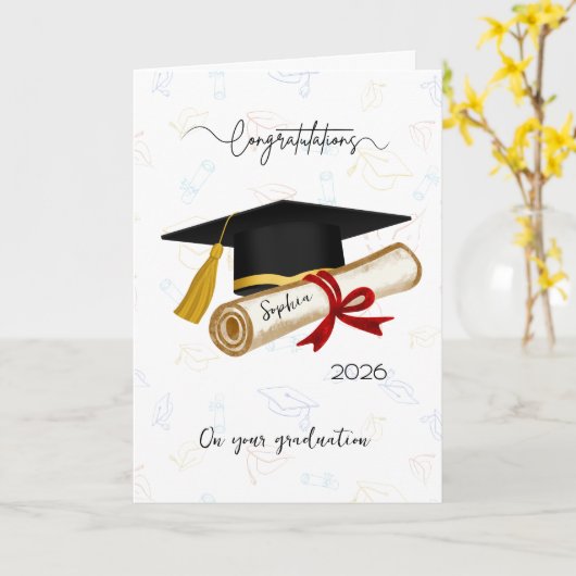 Personalized Graduation Congratulations カード (黄色い花)