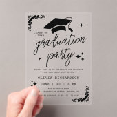 Personalized Graduation Elegant Script Stars & Cap アクリル招待状 (インサイチュ (ポータブル))