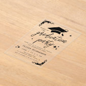 Personalized Graduation Elegant Script Stars & Cap アクリル招待状 (レイダウン)