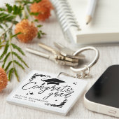 Personalized Graduation Elegant Script Stars & Cap キーホルダー (正面右)