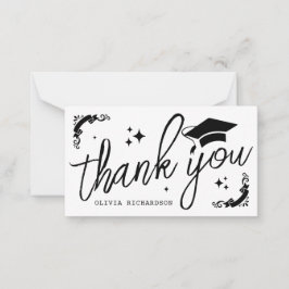 Personalized Graduation Elegant Script Stars & Cap ノートカード