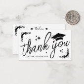 Personalized Graduation Elegant Script Stars & Cap ノートカード (正面/裏面インサイチュ)