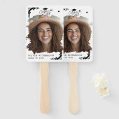 Personalized Graduation Elegant Script Stars & Cap ハンドファン (正面&裏面)