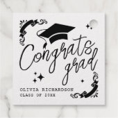 Personalized Graduation Elegant Script Stars & Cap フェイバータグ (裏面)