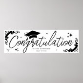 Personalized Graduation Elegant Script Stars & Cap ポスター (正面)