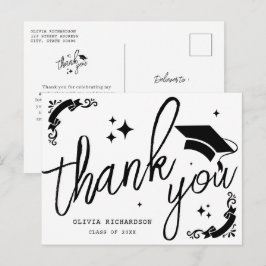 Personalized Graduation Elegant Script Stars & Cap ポストカード