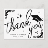 Personalized Graduation Elegant Script Stars & Cap ポストカード (正面)