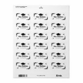 Personalized Graduation Elegant Script Stars & Cap ラベル (フルシート)