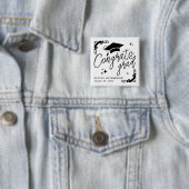 Personalized Graduation Elegant Script Stars & Cap 缶バッジ (インサイチュ)