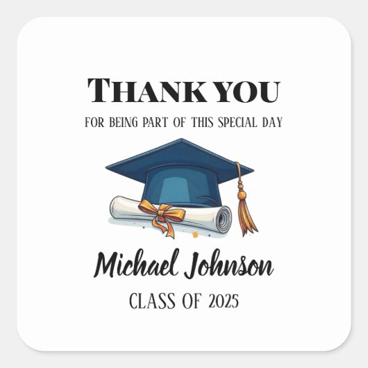 Personalized Graduation Labels for Celebration スクエアシール (正面)