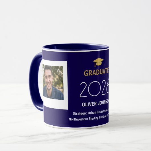 Personalized Graduation Mug with Text and Photos マグカップ (正面左)