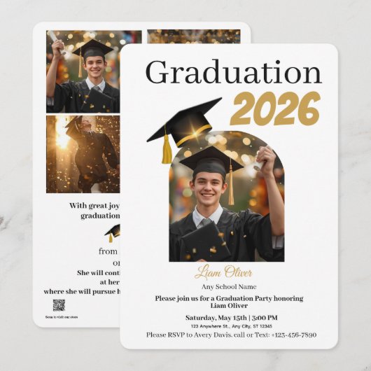 Personalized Graduation Party Photo Invitation  シーズンカード (正面/裏面)