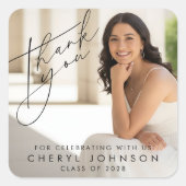 Personalized Graduation Photo Thank You  スクエアシール (正面)