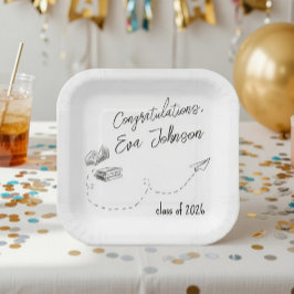 Personalized Graduation Square Paper Plates ペーパープレート