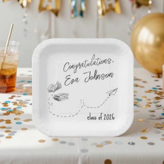 Personalized Graduation Square Paper Plates ペーパープレート