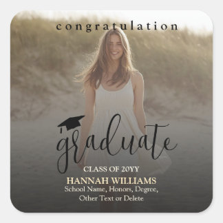 Personalized Graduation Sticker – Name and Photo スクエアシール