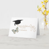 Personalized Graduation with Butterflies and Hat カード (黄色い花)